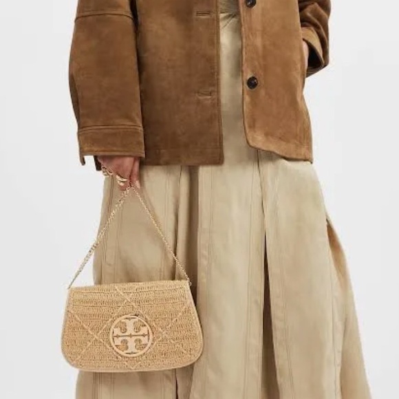 Tory Burch Reva Tan Crossbody Bag with Woven Design Retail $448 - Picture 8 of 9